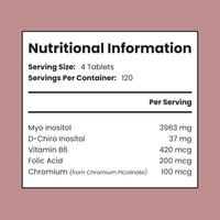 VitaBright Myo-Inositol D-Chiro-Inositol Tablets | 4000mg A Day | 120 Chewable Tablets | Contribute to Hormone Balance for Women | D Chiro & Myoinositol (Vitamin B8) with Chromium, B6 & Folic Acid