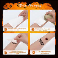 HUSHRICH 10Sheets Halloween Scary Face Temporary Tattoos, Realistic Horror Clown Makeup Face Mouth Fake Tattoos Stickers for Women Men, Clown Prank Mouth Face Tattoo Sticker for Cosplay Costume Party