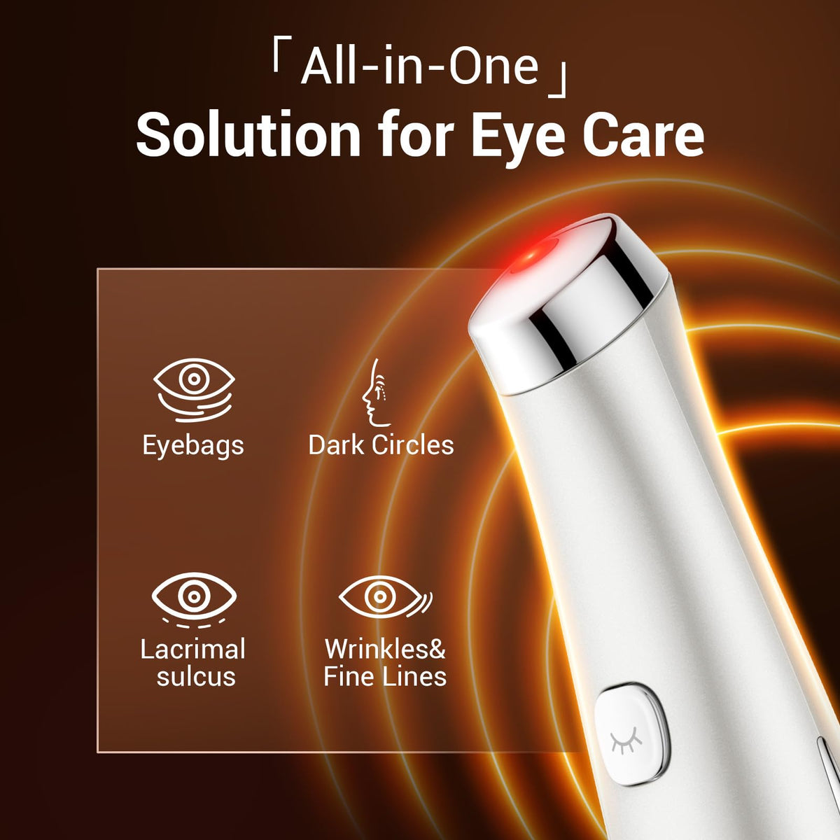 TOUCHBeauty Heated Eye Massager 40℃, Sonic Eye Massager with High Frequency Vibration Anti-Aging Galvanic Wand USB Rechargeable for Relieving Dark Circles and Puffines Anti Wrinkless AG-1662