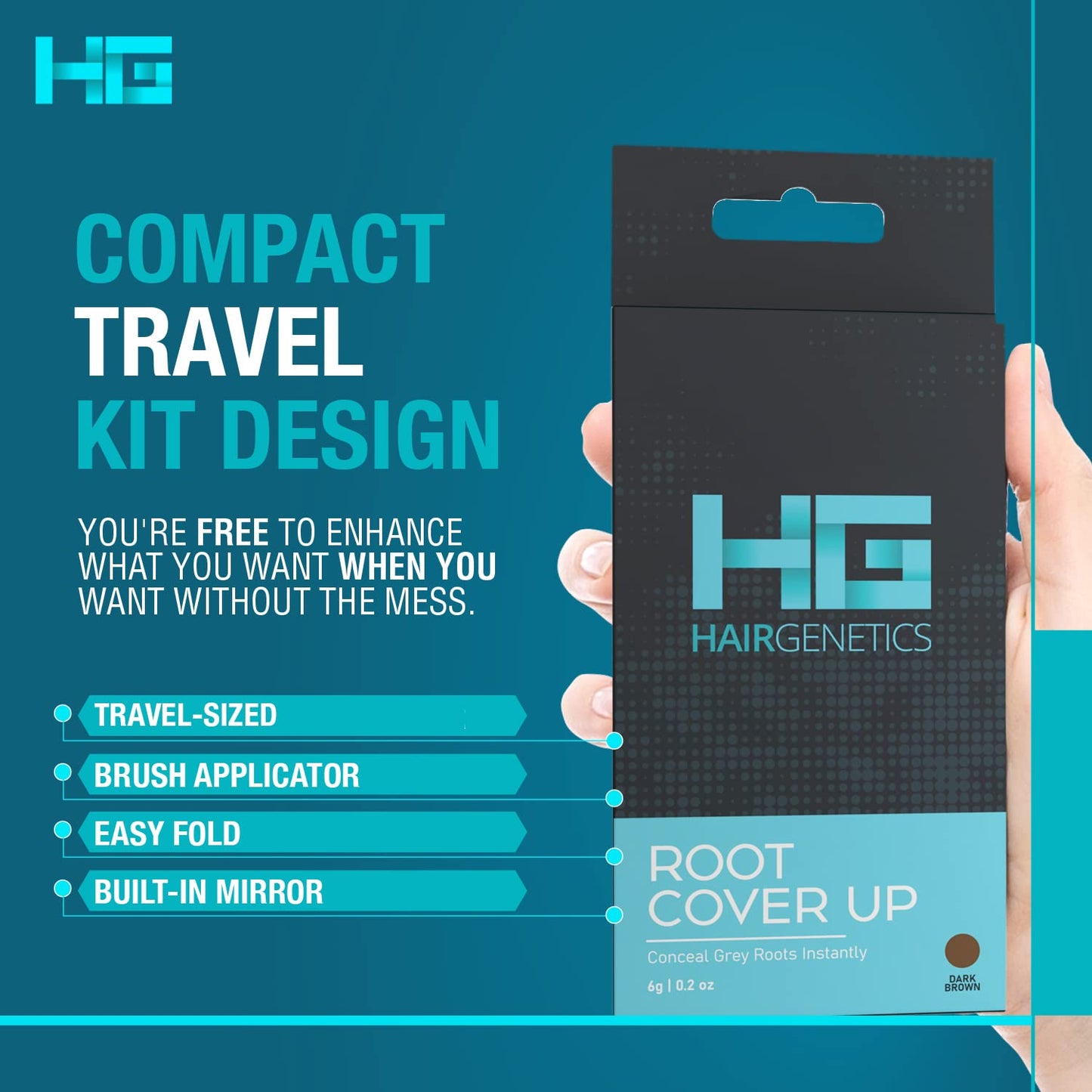 Hair Genetics Root Cover Up Hide Your Grey Hairs Roots NEW Mineral Powder, Quick and Easy Professional Natural looking Results Touch Up Powder Define and Fill in Eyebrows (Light Brown)…