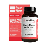 fourfive Lions Mane Mushroom Supplement (4000mg) Energy & Focus Blend with Vitamin B5, Support Brain Function, Focus & Energy - 60 Capsules