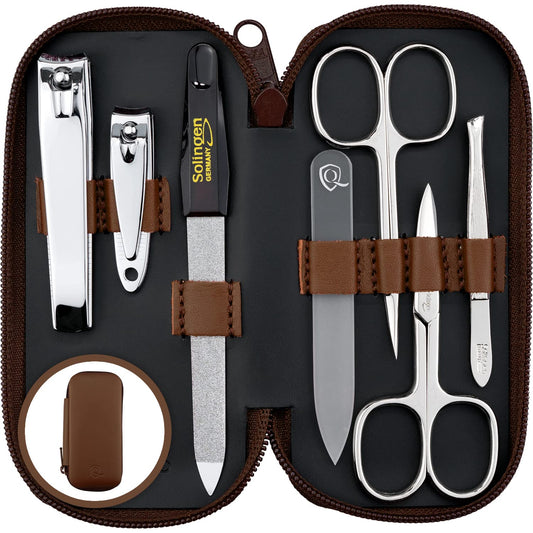 marQus Manicure Sets for Women & Men from Solingen Germany with glass nail file - Quality Grooming Kit Incl. Nail Clippers & glass nail file, Nail Kit Perfect for Pedicure.