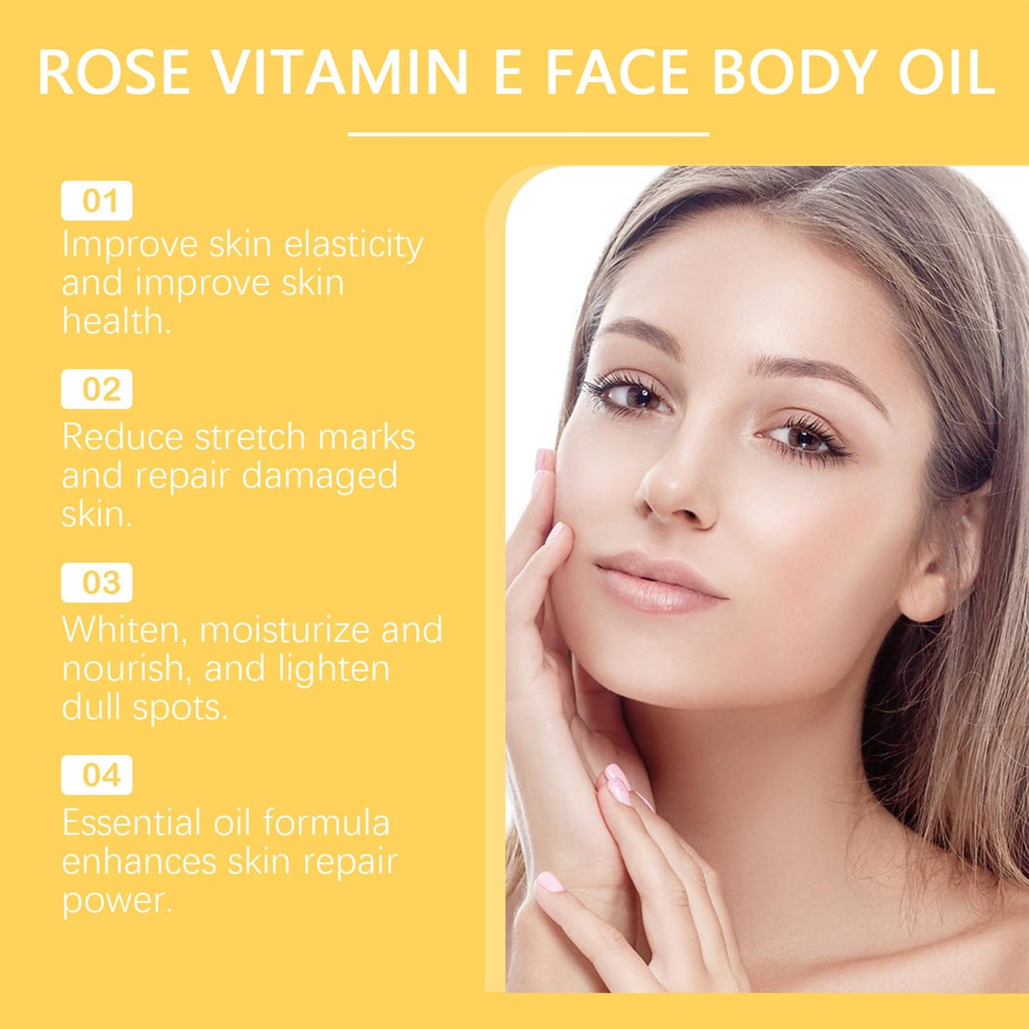 Tianyue Rose Vitamin E Oil,60ml Rose Vitamin E Face & Body Oil, Rose Vitamin E Oil for Skin Anti-Aging Hydrating,Used for anti-Wrinkle, Stretch Marks, Facial Massage and 100% Natural Vitamin E Oil