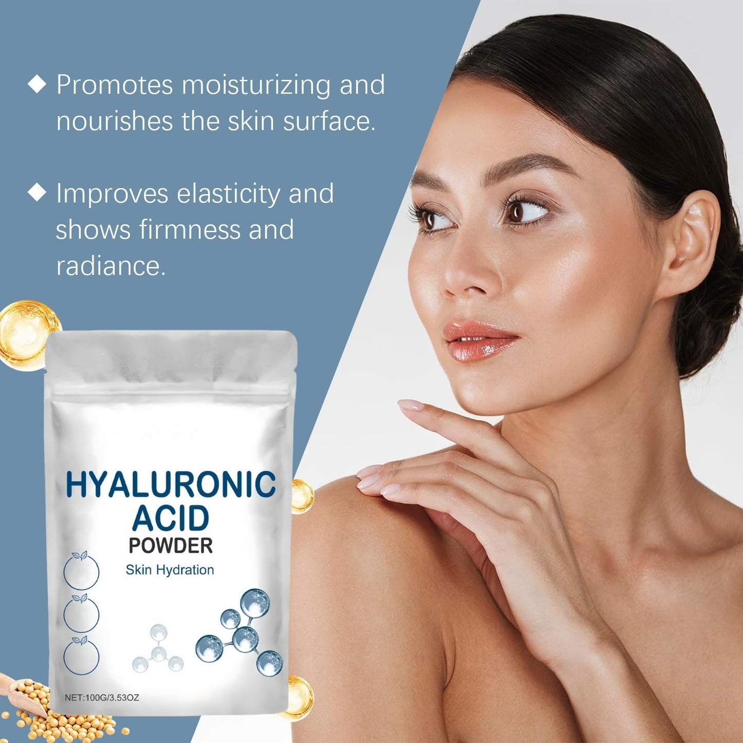 Hyaluronic Acid Powder,Natural Hyaluronic Acids Serum,Hyaluronic Acid Powder Serum,Hyaluronic Ac/id Pow/der for Skincare,Diy Facial Serum,Hyaluronic Ac/id Moisturizer,Water-Soluble for Skin Moisture