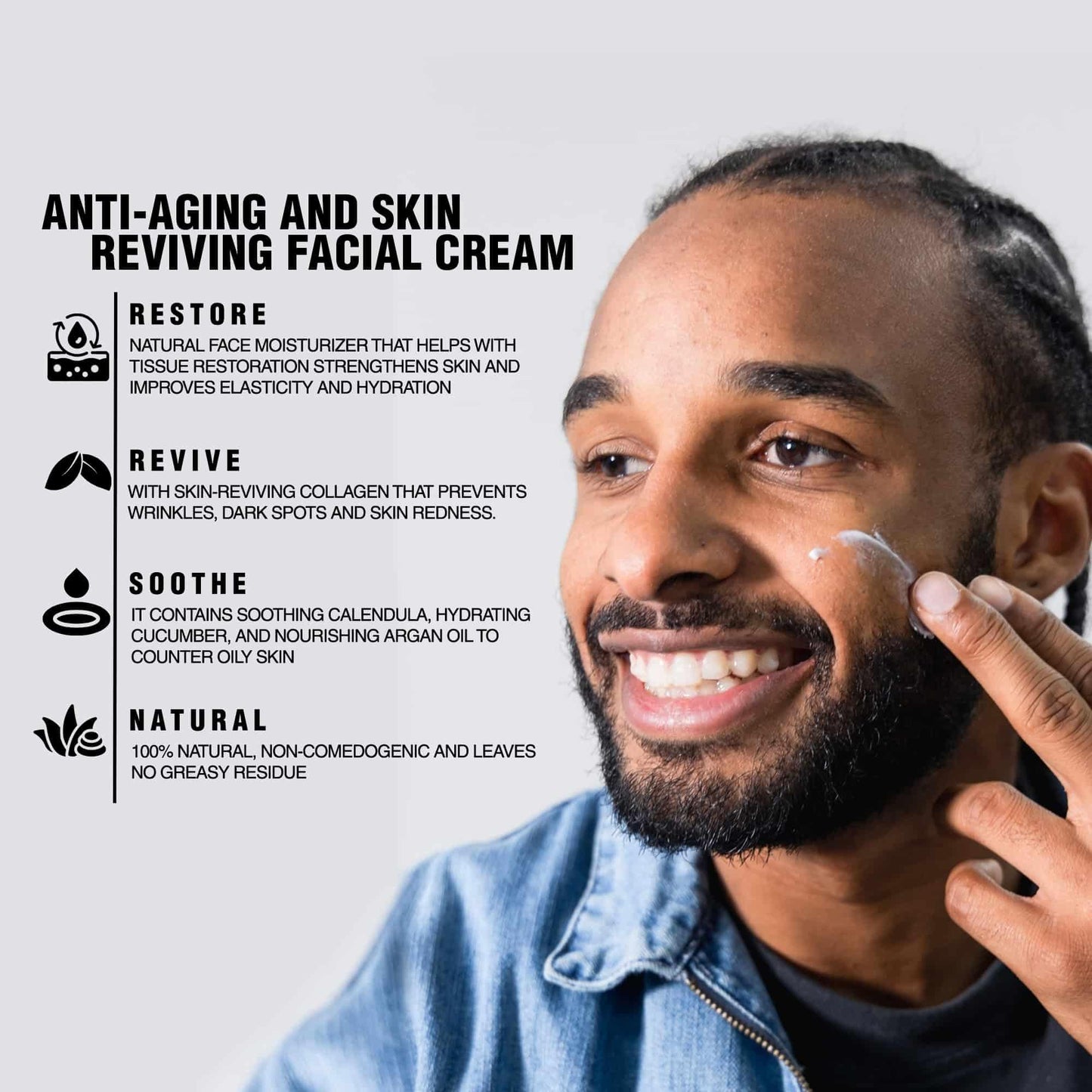 Gentlehomme Collagen Face Moisturizer for Men - Day & Night Facial Cream - Men's Anti-Aging, Moisturizing & Nourishing Moisturizer with Cucumber & Argan Oil - 1.8 oz.