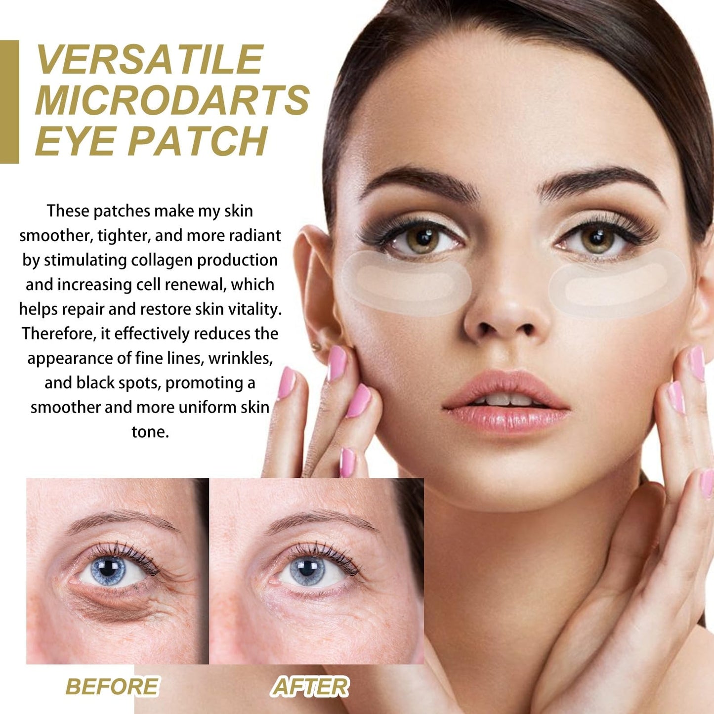 Fankayi Dissolving Micro-Needle Eye Patches,Anti Wrinkle Patches,Micro-Needle Patches for Dark Circles & Puffy Eyes,Under E-ye Gel Patches,Hydrating E-ye Patches,Hydro-gel E-ye Patches,E-ye Cooling Gel Pads