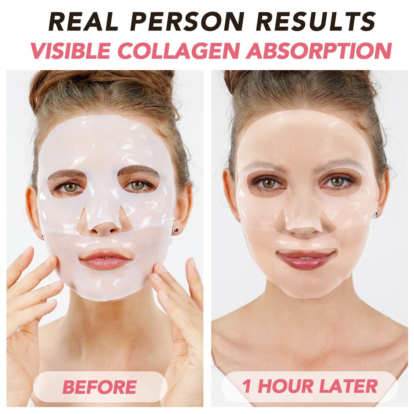 VFjVlVdG Bio Collagen Face Mask, Korean Bio Collagen Mask Overnight, Collagen Real Deep Mask for Lifting, Firming, Moisturizing - 34g x 4ea