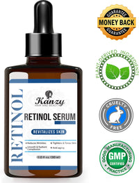 Kanzy Retinol Serum High Strength for Face 2.5% with Hyaluronic Acid Serum for Face and Skin with Vitamin E, Anti Aging, Anti Wrinkle Facial Serum Moisturizer Reduce Dark Circles 30ml