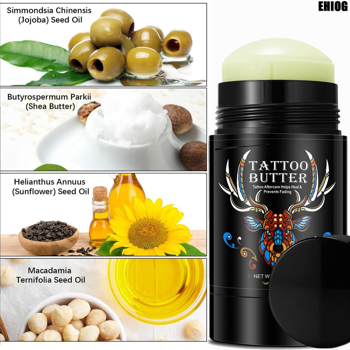 EHIOG Tattoo Balm & Aftercare Cream 75g (2.6oz) – Natural Tattoo Healing Ointment for New & Old Tattoos, Color Enhancement & Moisturizing Lotion