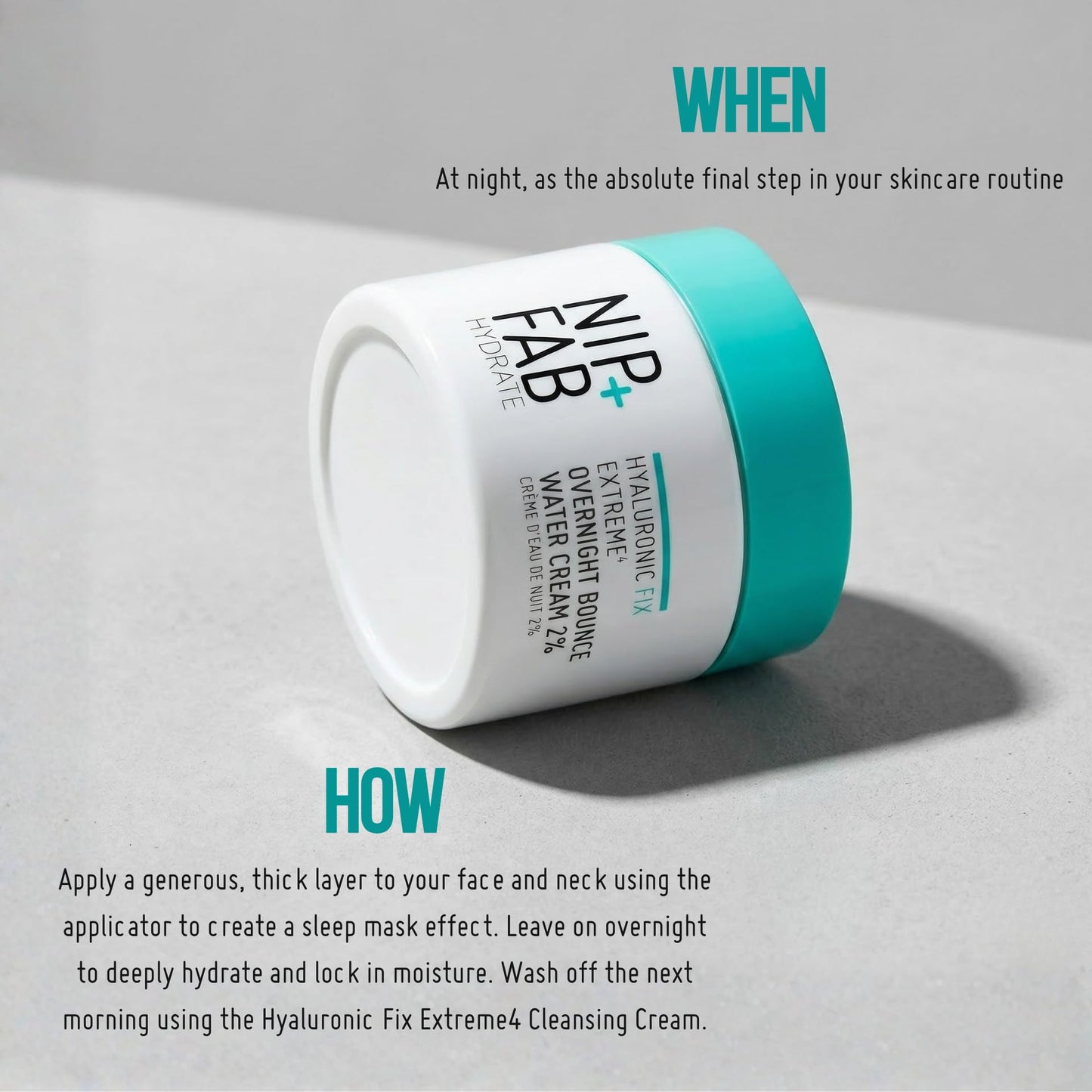 Nip+Fab Hyaluronic Fix Extreme4 Overnight Bounce Water Cream 2% 50 ml, Hydrating, Smooths Pores, Fine Lines and Wrinkles, Prevents Moisture Loss