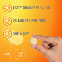 Vitamin C 1000mg Effervescent Tablets - Orange Flavour - 6 Tube of 20 Tablets (120) - Club Vits