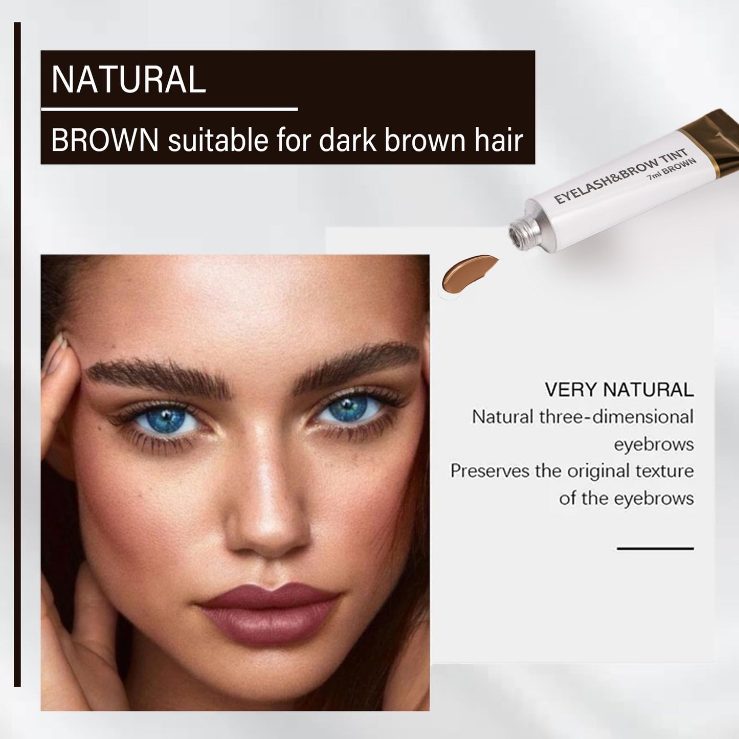Eyebrow & Lash Tint, Brown Eyebrow Tint Kit, Fast & Easy Brow Dye Starter Kit, Long-Lasting Eye Brow Tint Lash Tint Kit For Natural Trendy Shaping Brow (Brown)