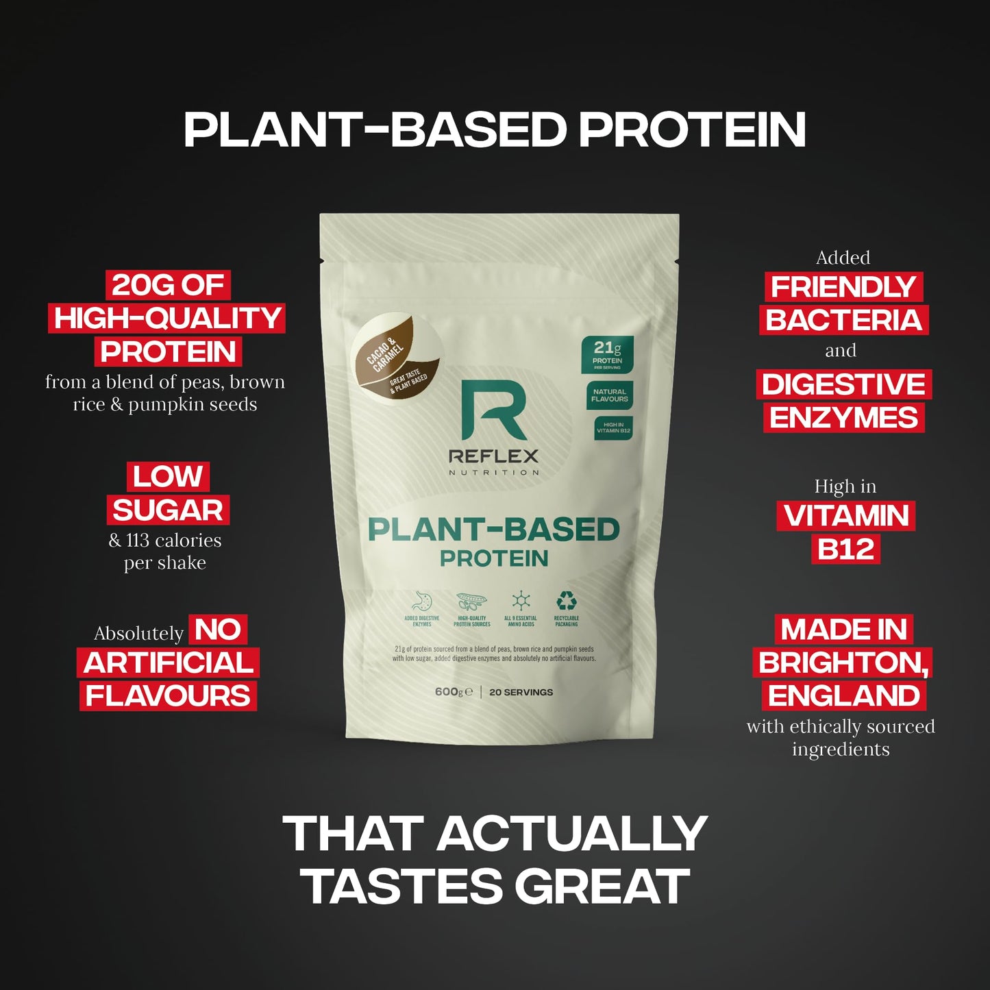 Reflex Nutrition Plant Protein (600g) Cacao & Caramel - Proteins - Vegan Protein