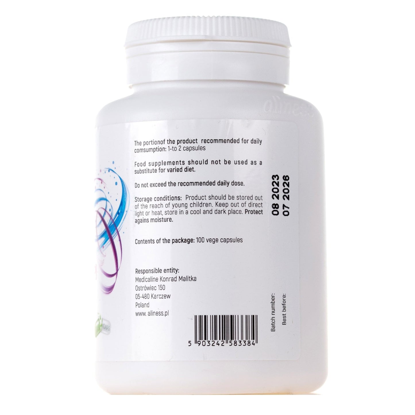 Aliness Magnesium Taurate with Vitamin B6, 100 Vegan Capsules