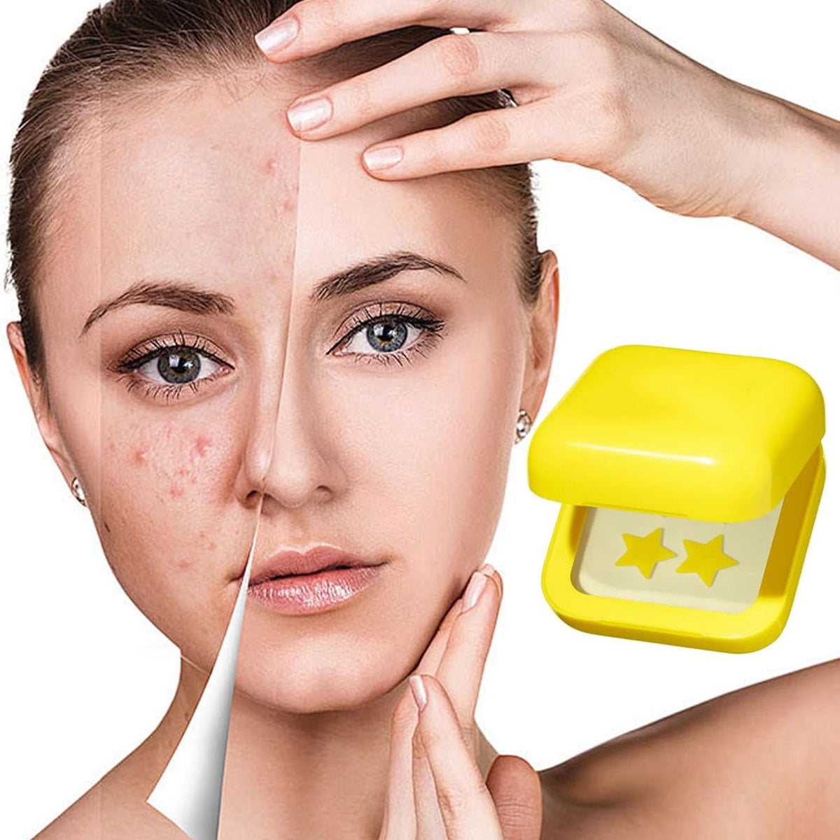 DERDOUT 3 boxes of 3 colors of water-based gel acne patches, absorb liquids and reduce redness and swelling, cute star shaped (32 pills per box)