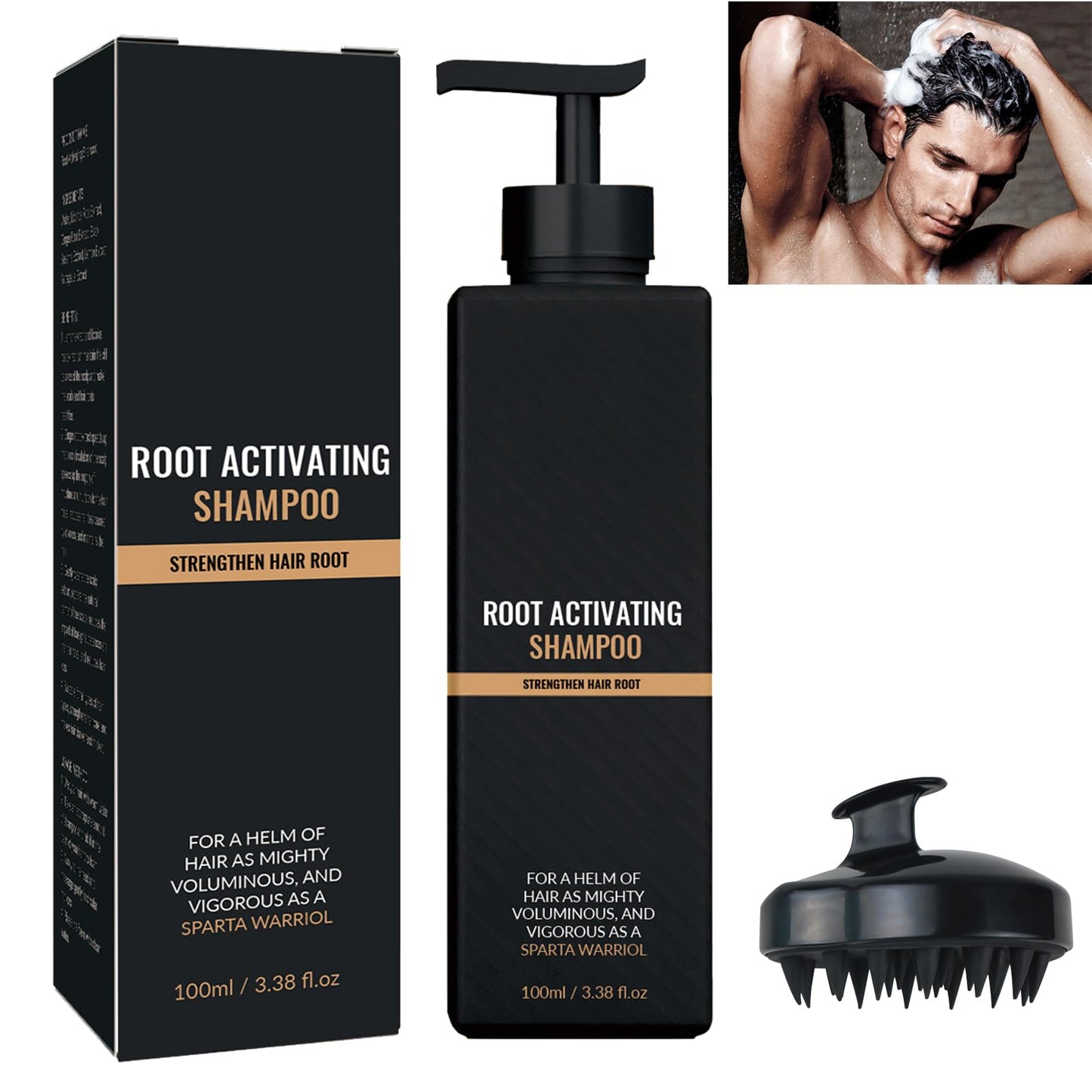 KOAHDE Man Root Activator Shampoo,Root Activator Shampoo,Root Activator Shampoo for Men,Hair Growth Shampoo,Shampoo for Thinning Hair and Hair Loss,Natural Herbal Essence Shampoo,with Scalp Comb