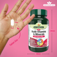 Natures Aid Multi-Vitamins and Minerals 60 Tablets (Without Iron, One-a-Day Multi-Vitamin and Mineral Formula, Supports Immune, Energy, Brain and Bone Health, Vegan Society Approved, Made in the UK)