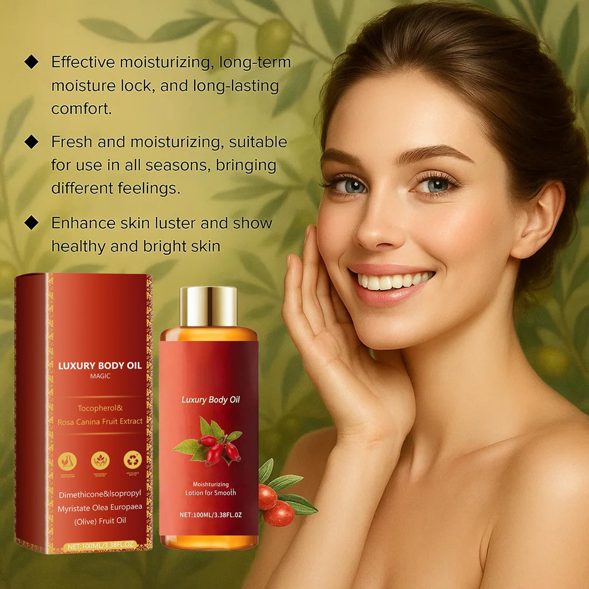 GZGRYTRC 2PCS Magic Body Oil, Firming Body Oil for Women, Body Glow Oil with Glow Essence, Hydrating and Nourishing for Sagging Skin, 100ml Each