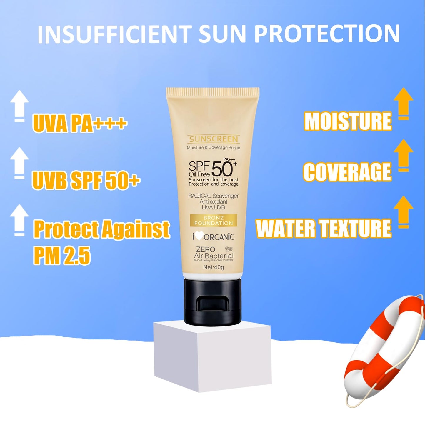 Shengqialun Tinted Sunscreen Spf 50 - Face Sun Cream Spf 50 For Daily Makeup & Sun Protection - Bronze Factor 50 Face Cream - Against UV Rays, Sheer To Medium Coverage, Lightweight And Oil-Free