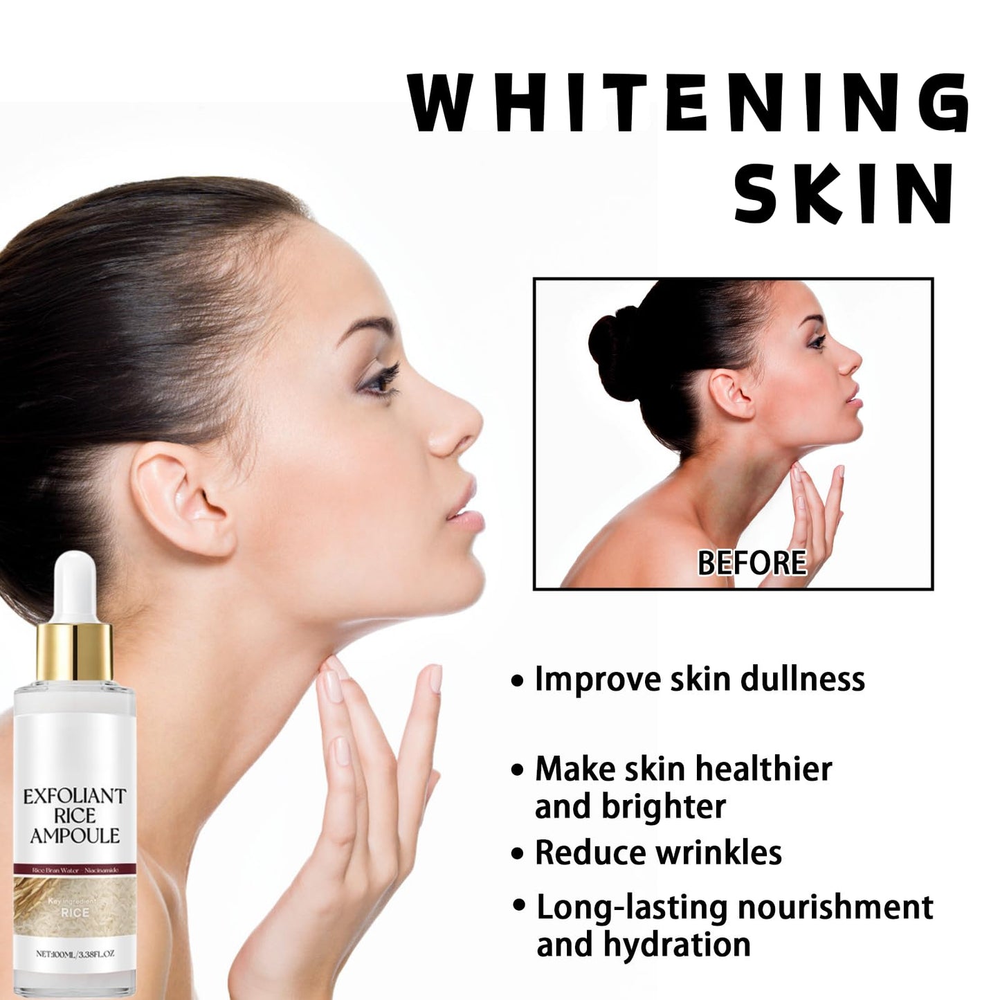 SHEBEEDO 100ML Peel Shot Glow Rice Ampoule, Face Scrub Exfoliator Pore Minimizer for Face, Facial Scrub Exfoliator for Radiant Skin, Lotion for Brightening Exfoliating Moisturizing, Daily Skin Glow Enhancer