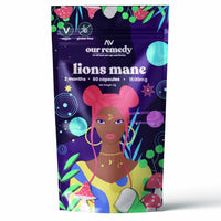 OUR REMEDY we all have our ups and downs Our Remedy 1500mg Lion's Mane Organic Capsules — Two-Month Supply of a High-Strength, Vegan, Non-GMO, Cruelty-Free Brain Support Supplements Packed in 100% Recyclable Packaging — 60-Count