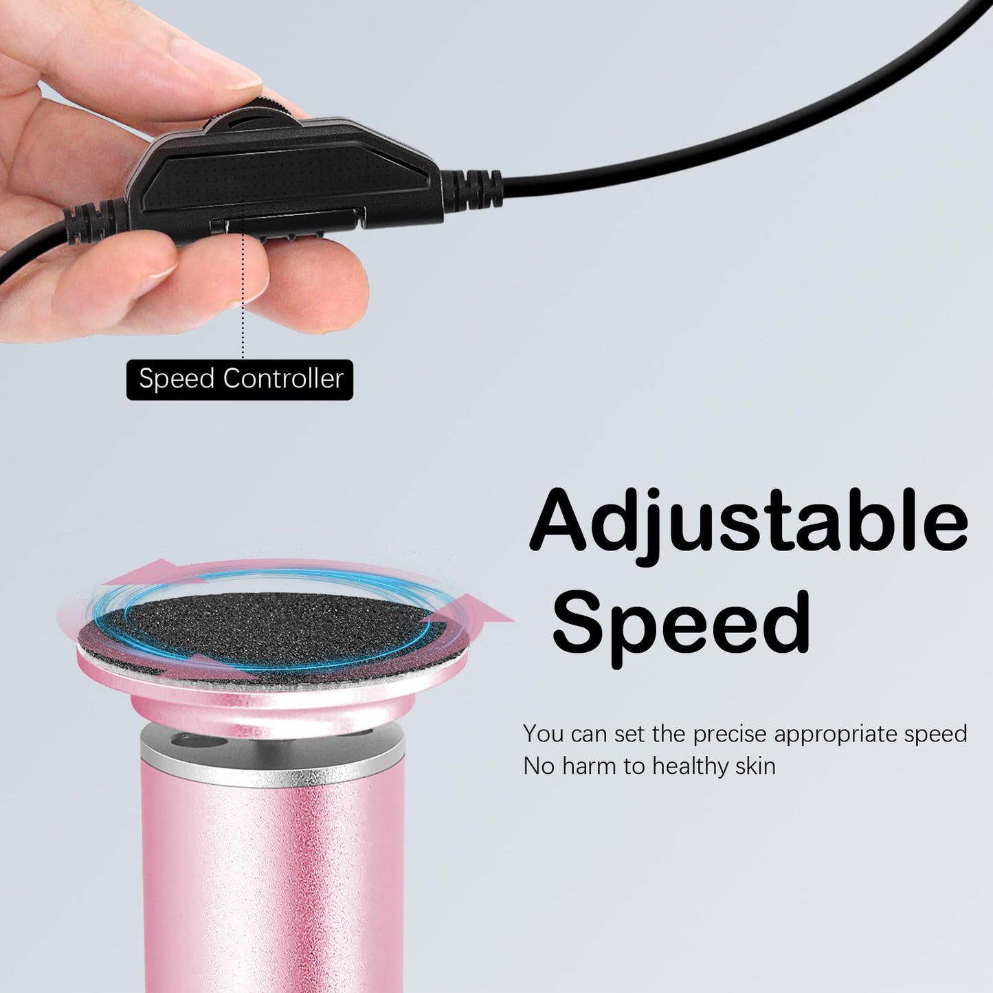 Electric Foot File Hard Skin Remover (Speed Adjustable) with 60pcs Replacement Sandpaper Disks, Professional Electric Callus Remover Pedicure Foot Scraper Hard Skin Remover (Pink)