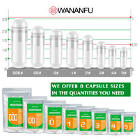 wananfu WANANFU Size 0 Empty Capsules Vegetarian (100 Count) Bundle with Micro Lab Spoon with Powder Tamper, Compatible with Capsule Filling Machine