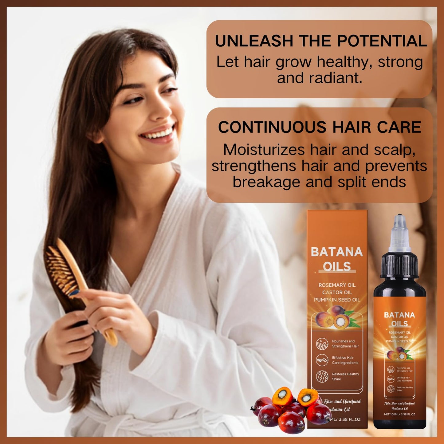 HERBENJOY Batana Oil For Hair Growth,Moisturizes Scalp & Hair Oil,Nourishing & Volumizing Hair GrowthOil,Pumpkin SeedOil For Hair Strengthening And Scalp Care,4-In-1 ScalpOil Veganic Wild HairGrowthOil