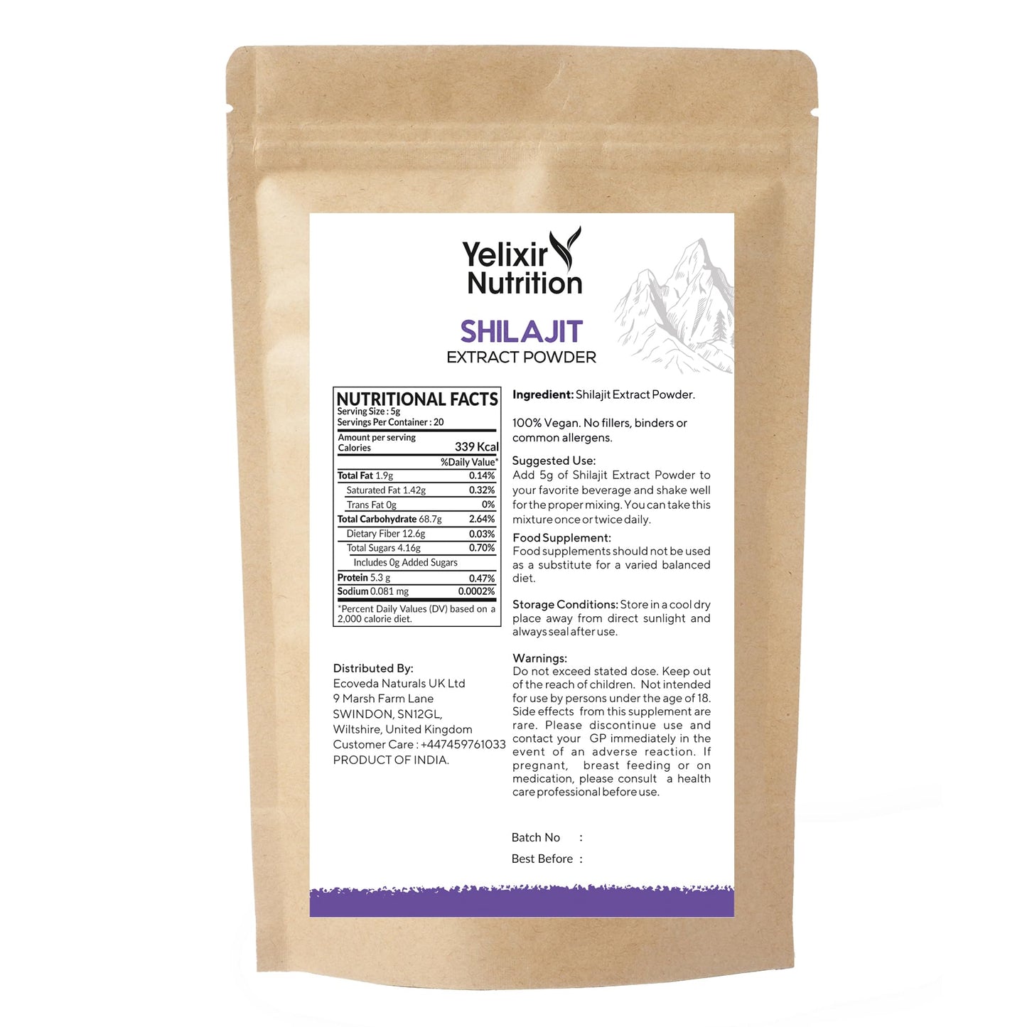 Yelixir Nutrition Shilajit Extract Powder 100 Grams