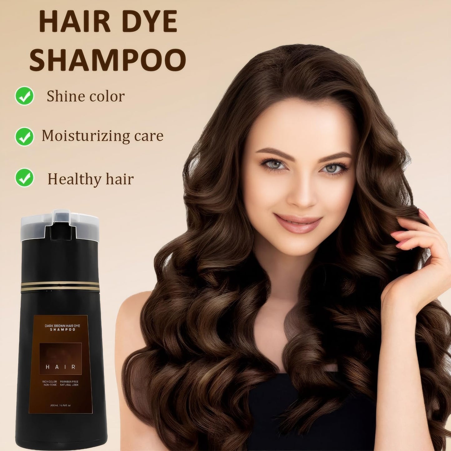 LINXINS Nova Hair Dye Shampoo, NovaHair Instant Dye Shampoo for Men & Women, Natural Hair Color Shampoo for Hair Dyeing Nourishing Hair Growth - Dark Brown