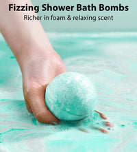 New Miuz Menthol Fizzing Bath Bomb Eucalyptus Peppermint Epsom Salt- Refreshing & Energizing - Luxurious Bubble Spa with Your Essential Oil Infused Bath Oil Bombs - Post Workout Sore Muscles Recovery Gift