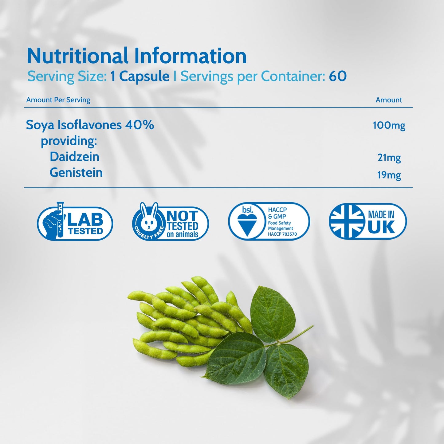 Health4All SOYA Isoflavones 40mg per Capsule, 60 Capsules 2 Months Supply, Menopause Support Supplement, High Strength SOYA Isoflavones 40% Extract, Non-GMO, Non-Irradiated, 1 a Day | Made in UK