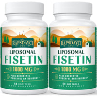 Rapsdayci Liposomal Fisetin with Quercetin - High-Potency 1000mg Combo Antioxidant Supplement for Optimal Health - 60 Softgels Per Bottle (Pack of 2)