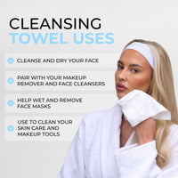 Isoclean ISOCLEAN Soft Cotton Disposable Face Towel – Textured Dry Wipes for Makeup Removal & Facial Cleansing – Ultra Absorbent, Dual-Texture Face Cloth for Sensitive Skin, No Fragrance - Box of 60