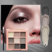LYNTYAOU Smoky Eyeshadow Palettes Black Silver Pink Eye Shadow Palette, Cool Make-Up Palettes Shimmer for Women Glitter Make up Set, 9 Colour Long Lasting Highly Pigmented Eyeshadow Palette Gift with Brush