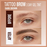 HERBENJOY Tattoo Brow Peel Off Eyebrow Gel,Peel Off Eyebrow Gel Tint with Exclusive Brush Head,Semi-Permanent Colour EyebrowDye,Waterproof Brow Tint Built-in Precise Applicator,Lasts Up 3 Days Dark Brown