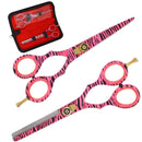 SS INSTRUMENTX Pink Zebra Professional Hairdressing Scissors & Thinning Shears Set – 6.0" Japanese Stainless Steel Barber Scissors for Salon and Home Hair Cutting