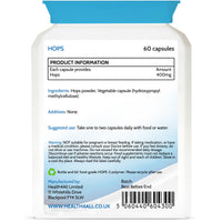 Health4All Hops 400mg, 60 Capsules 2 Months Supply, Purest Anxiety, Stress and Sleep Supplement, Humulus Lupulus Flower (strobiles, Cones) Herbal Vegan Capsules (not Tablets) | Made in UK