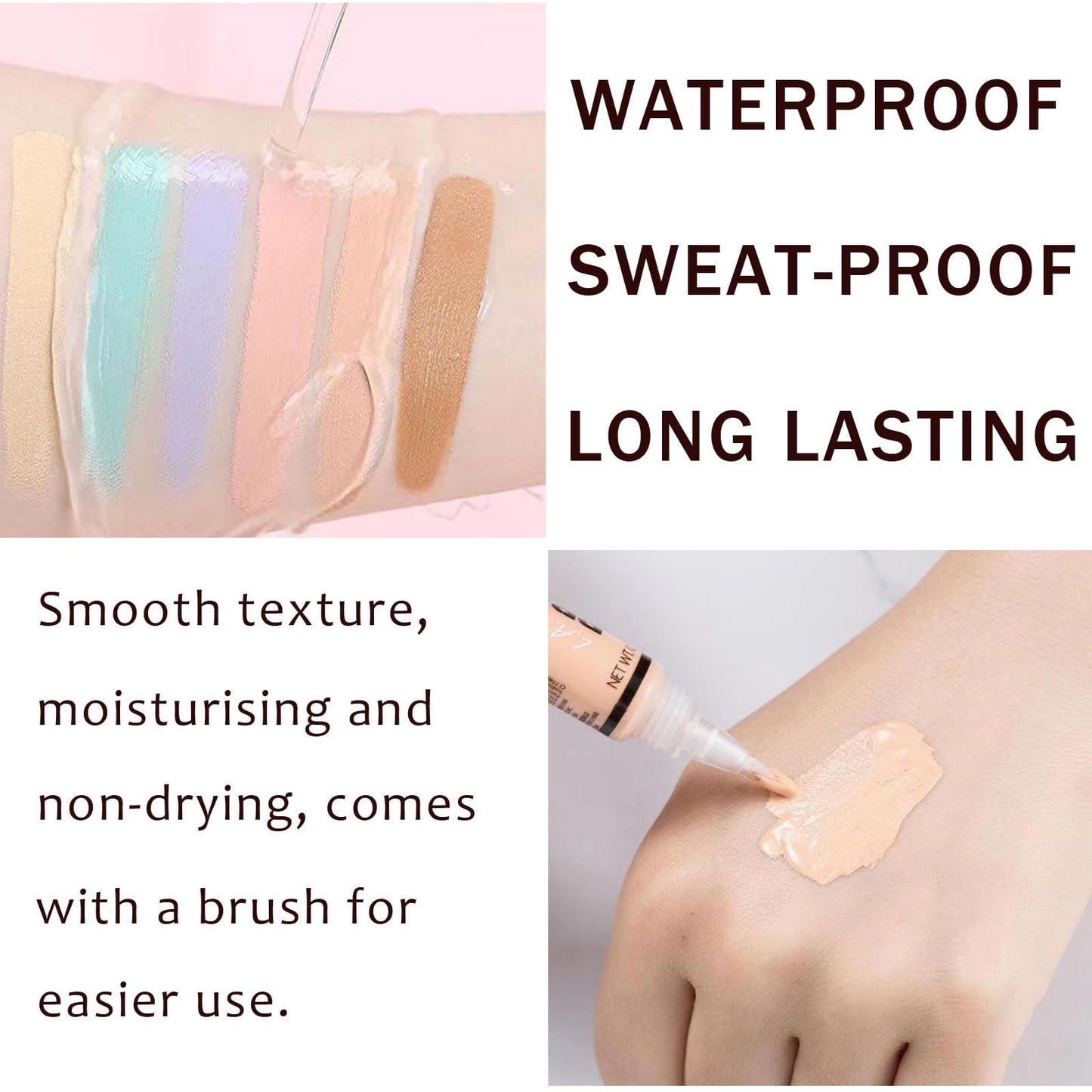 QUIWEN Full Coverage Concealer Set, 3PCS Colour Correcting Concealer Set, Hydrating & Long Lasting Liquid Concealer Waterproof Corrector Concealer For Dark Circles, Blemish, Spots(orange yellow green)