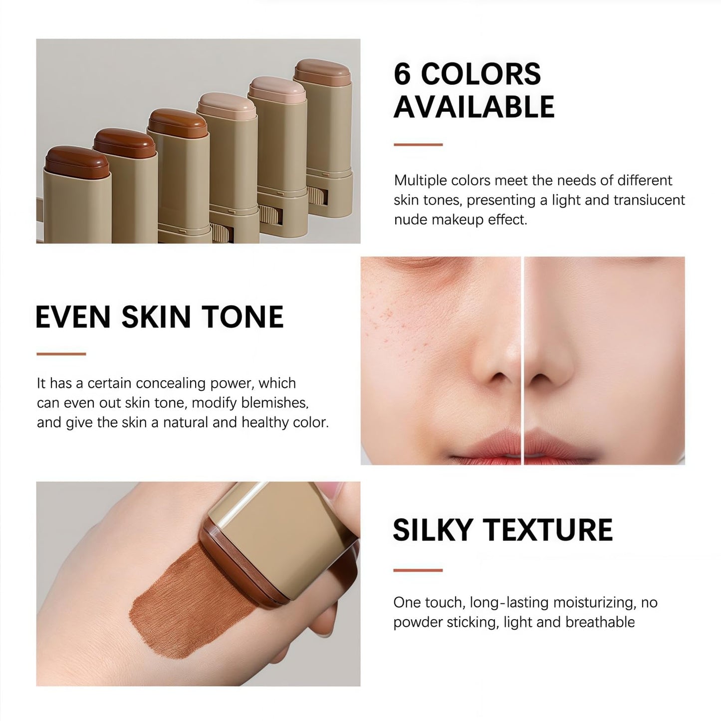 Beauty Balm Serum Boosted Skin Tint,Balm Foundation,Serum-Boosted Beauty B/alm Foundation Stick,F/oundation Stick,Makeup F/oundation S/tick for Women,Tinted Moisturizer Fo/undation S/tick,#05