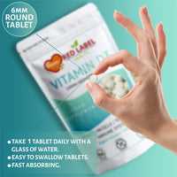 Red Label Health Vitamin D3 Tablets 1000IU, 60 Vitamin D Supplement Tablets (2 Months Supply) Healthy Teeth & Bones, Supports The Immune System for Men & Women Vegetarian Made in The UK