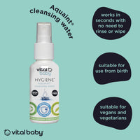 vital baby HYGIENE Vital Baby Aquaint Cleansing Water 50ml 2pk | Hypoallergenic & Antibacterial | Safe for All Ages, Gentle on Skin, Alcohol-Free, 100% Natural Formula | Vegan-Friendly | Quick, No-Rinse Skin Cleanser