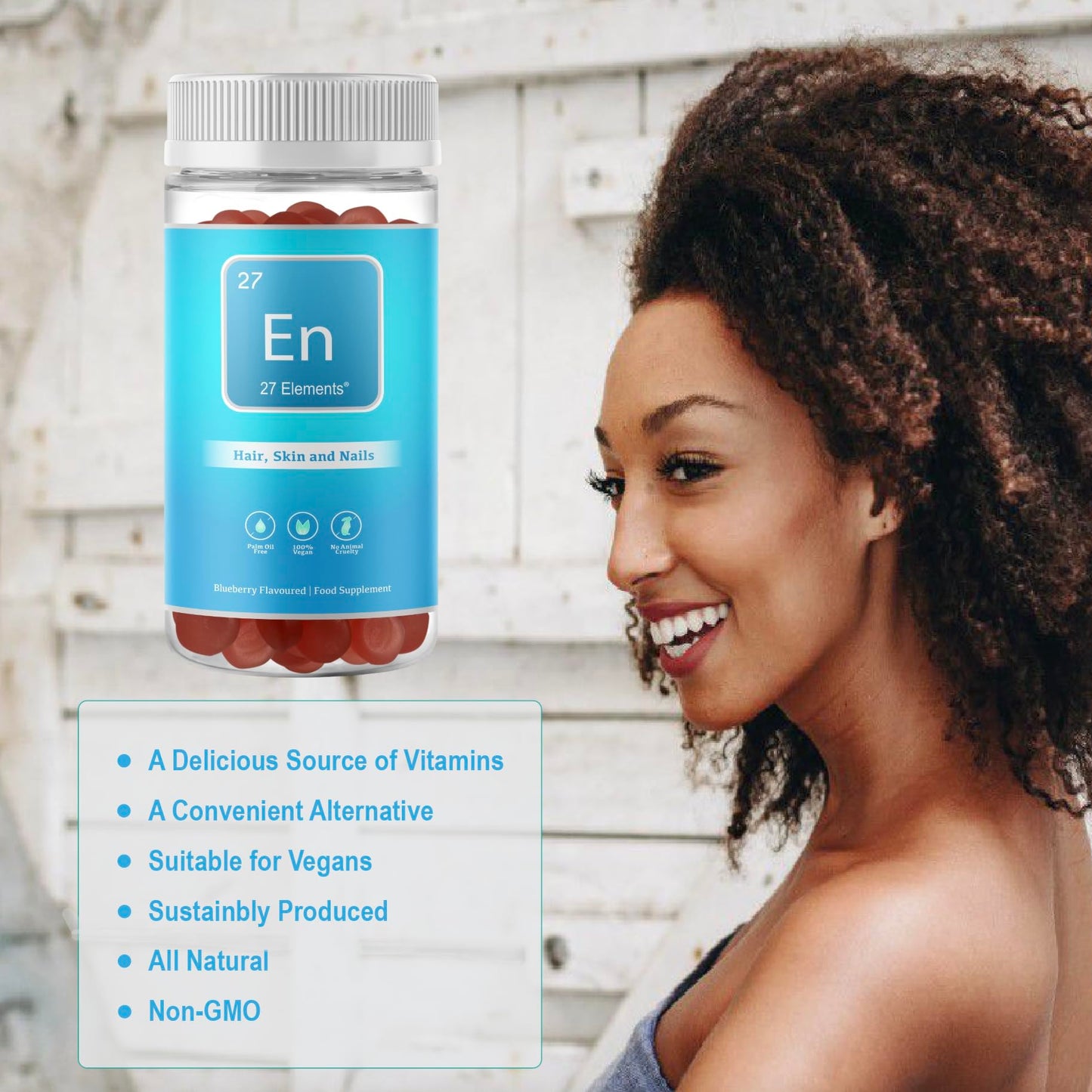 27 Elements Biotin Hair Growth + Multivitamin Gummies | Two Months Supply - 60 Vegan Gummies | Biotin = 300% NRV | Chewable Beauty Vitamins for Adults & Children | Gluten & Palm Oil Free | Made in the UK