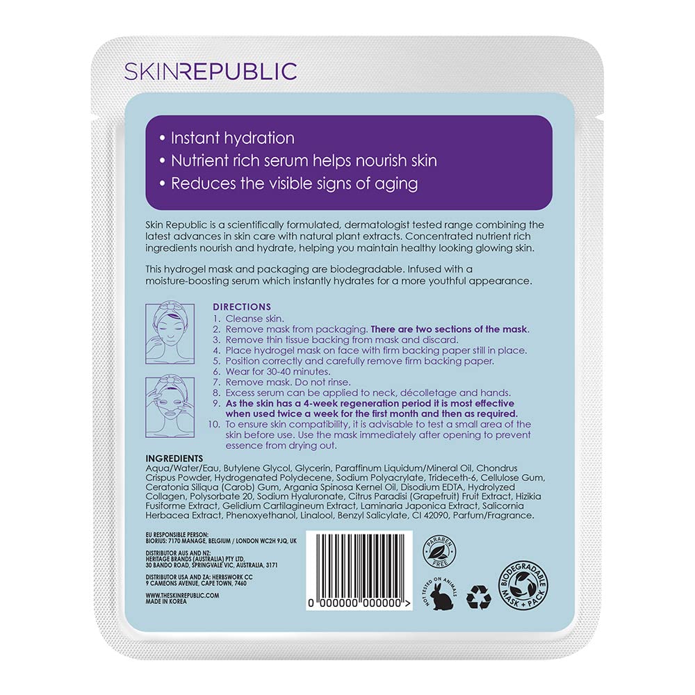 Skin Republic Collagen Hydrogel Face Mask, For Younger Looking Skin, Reveals a Radiant Complexion, 25g