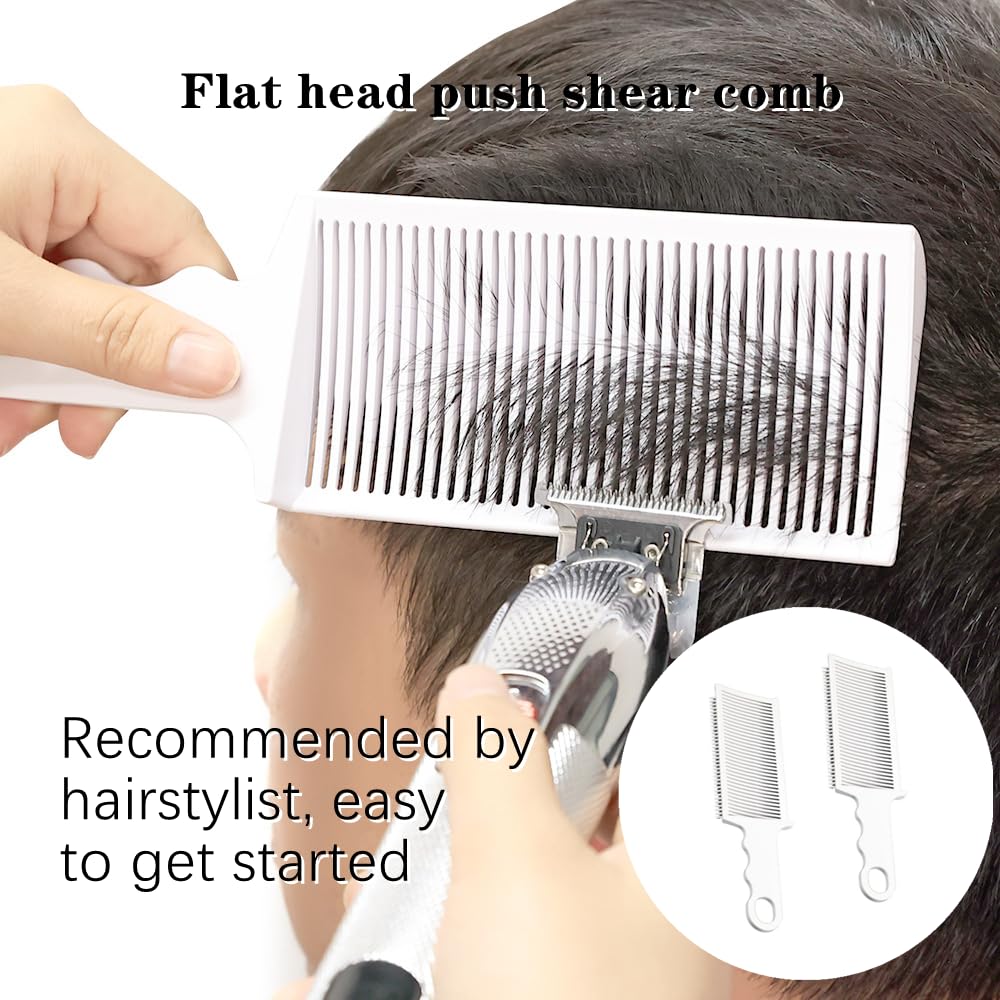 FZGLHQQ 2 PCS Fade Combs Professional Hair Cutting Combs Barber Combs Clipper Combs Anti-Static Heat Resistant Blending Flat Top Comb Clipper for Men Salon Hair Styling Tools (White)