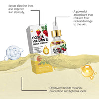 BigyQiu Rose Vitamin E Oil,Rose Vitamin E Face & Body Oil,Natural Rose Essential Oil for Scars,Rosehip Oil for Face,Body Oil for Dry Skin,Face Oil Anti-Ageing,Pure Vitamin E Oil,Reduces Fine Lines and Winkles