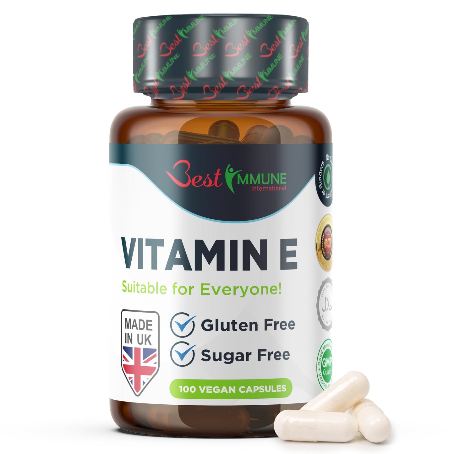 Best Immune International Best Immune, 100% Vitamin E 500iu Improved Formula 100 Vegan Capsules Highest bioavailability