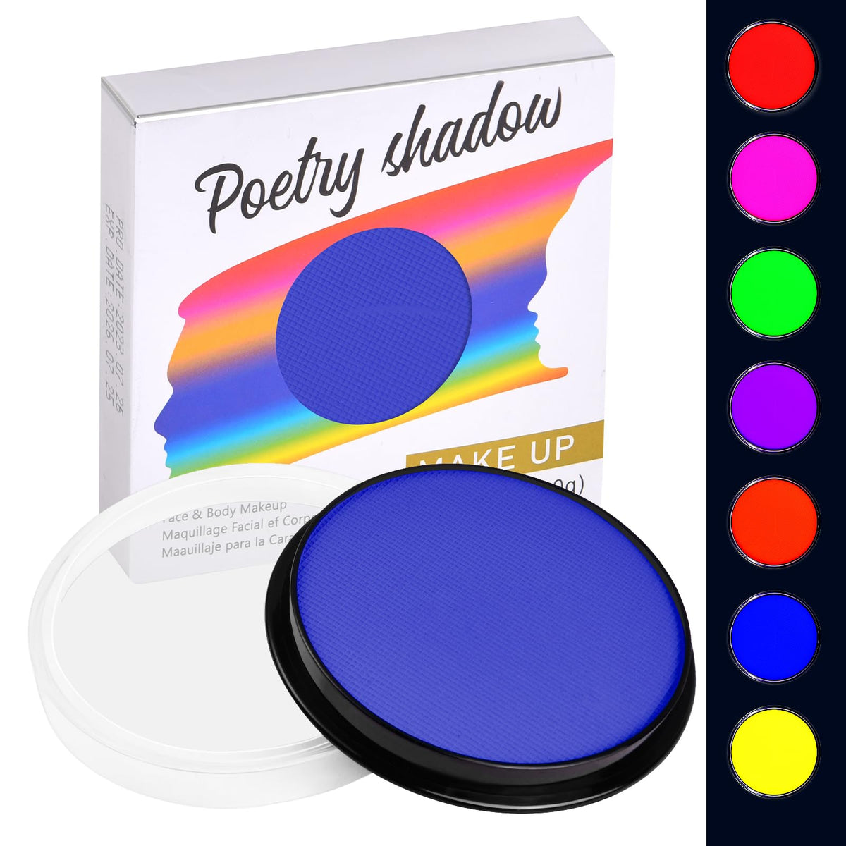 LOPHE Glow Neon Face Paint, 30g Water Soluble Face Body Makeup Pigment for Adults Kids Children, Water Based Neon Fluorescent Face Paint, Face Body Painting for Halloween Party Carnival