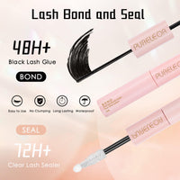 PURELEOR Cluster Lashes DIY Eyelash Extensions Kit with Bond and Seal Lash Applicators Individual Lashes Remover Kit Wispy Fluffy (60pcs 8-16MM)