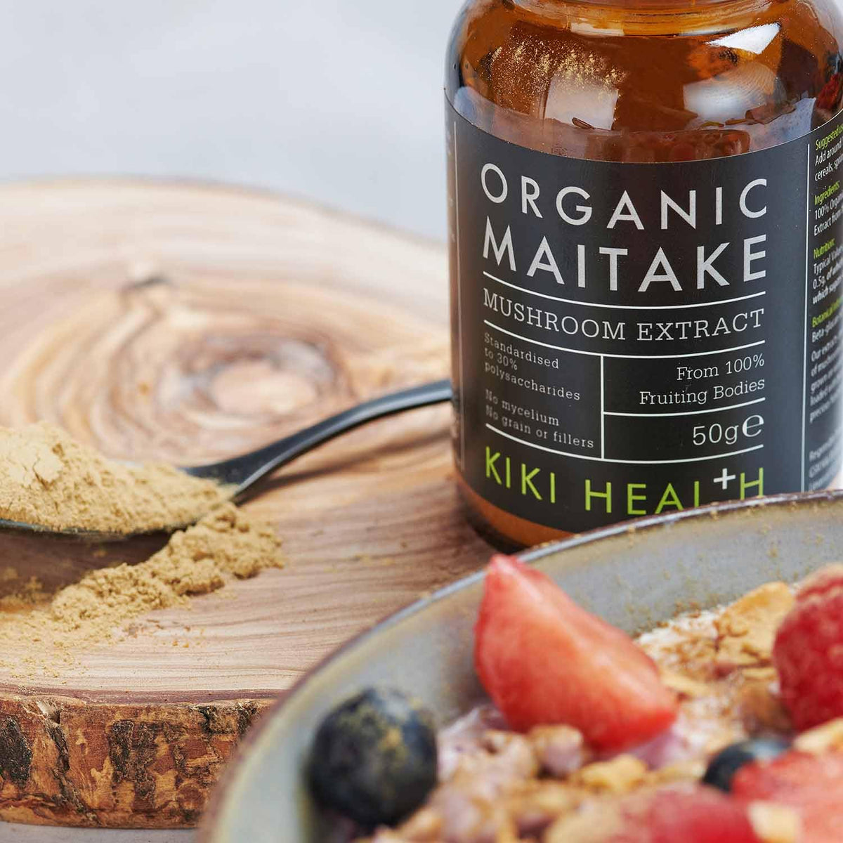 KIKI HEALTH KIKI Health Organic Maitake Extract Mushroom Powder | Antioxidants Rich Superfood for Immune System Support | Real Fruiting Bodies Extract Supplement | Vegan, Gluten-Free, Non-GMO - 50g